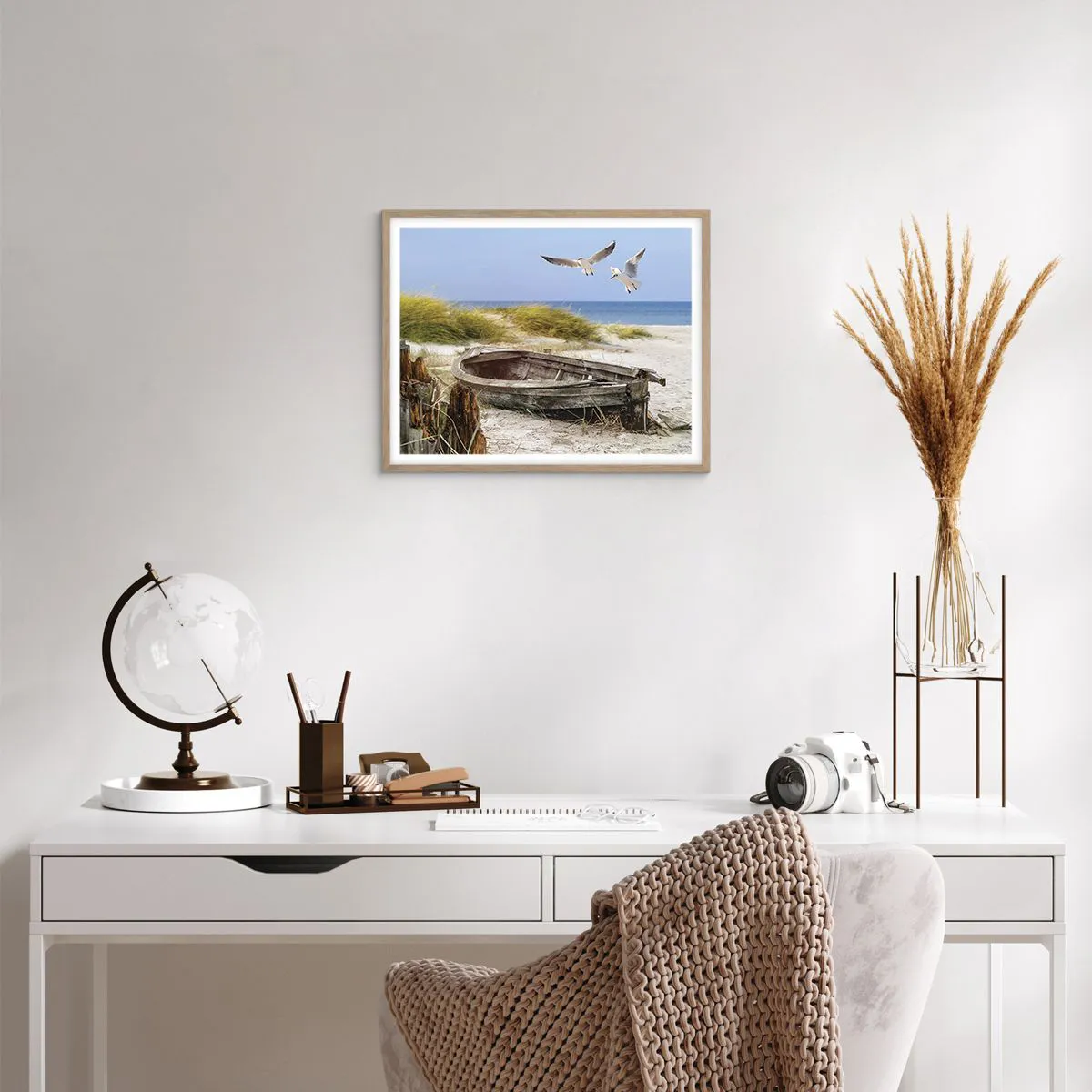 Plagát v ráme zo svetlého duba - Vetrom ožiarené - 50x40 cm