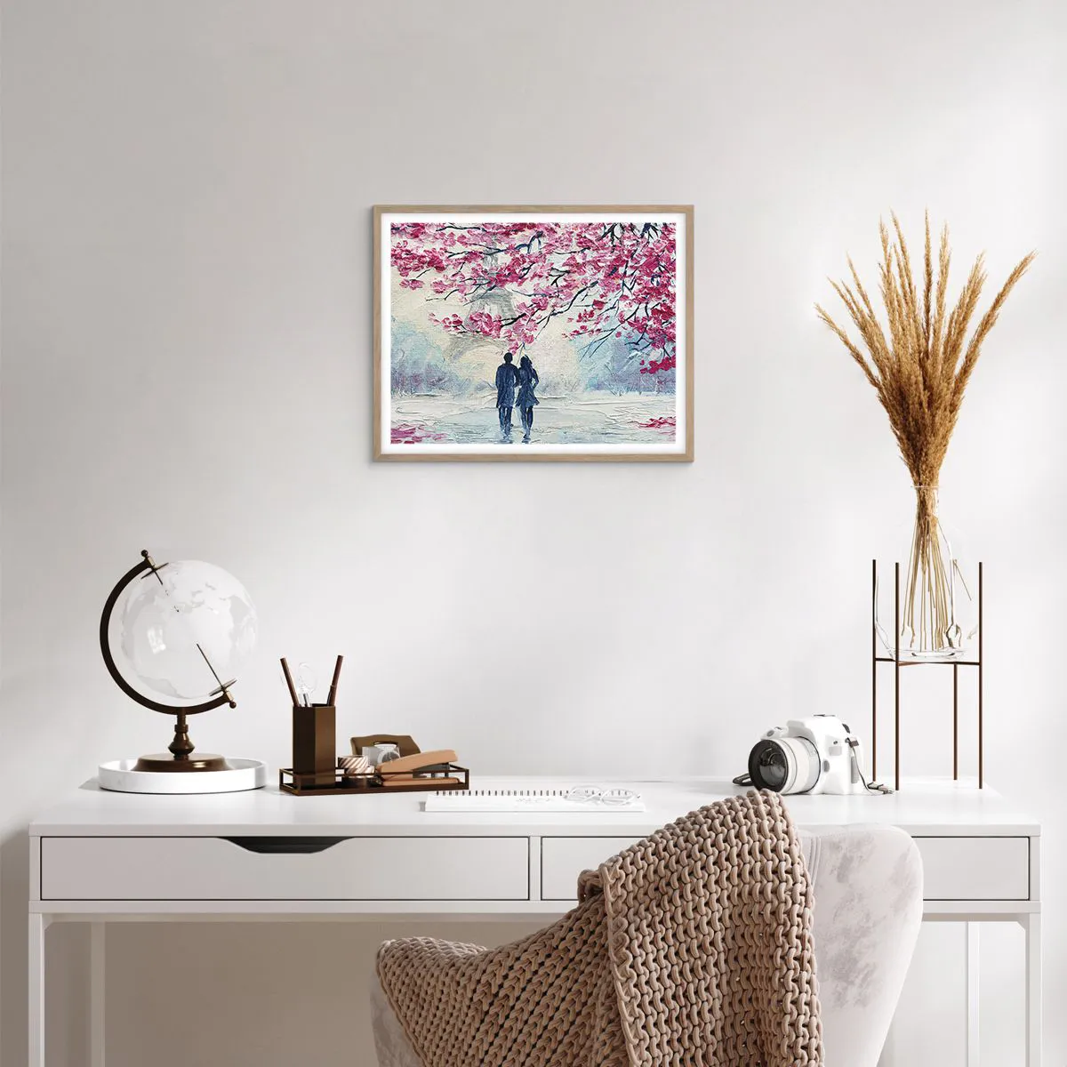 Poster in einem Rahmen aus heller Eiche - Romantischer Spaziergang - 50x40 cm