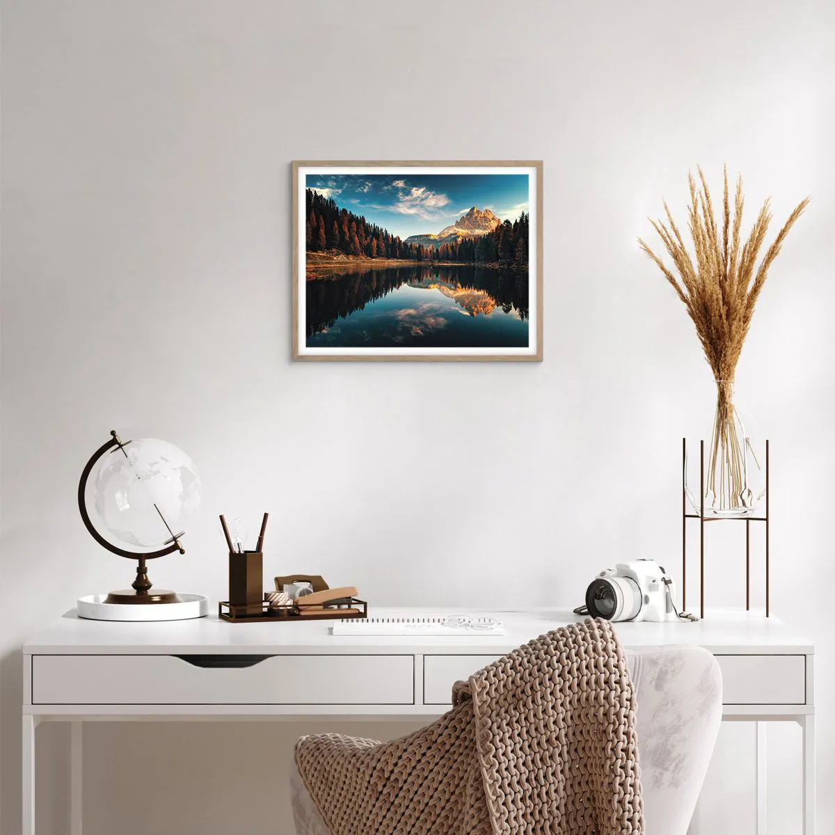 Plakat i ramme af lyst egetræ - Dobbelt landskab - 50x40 cm