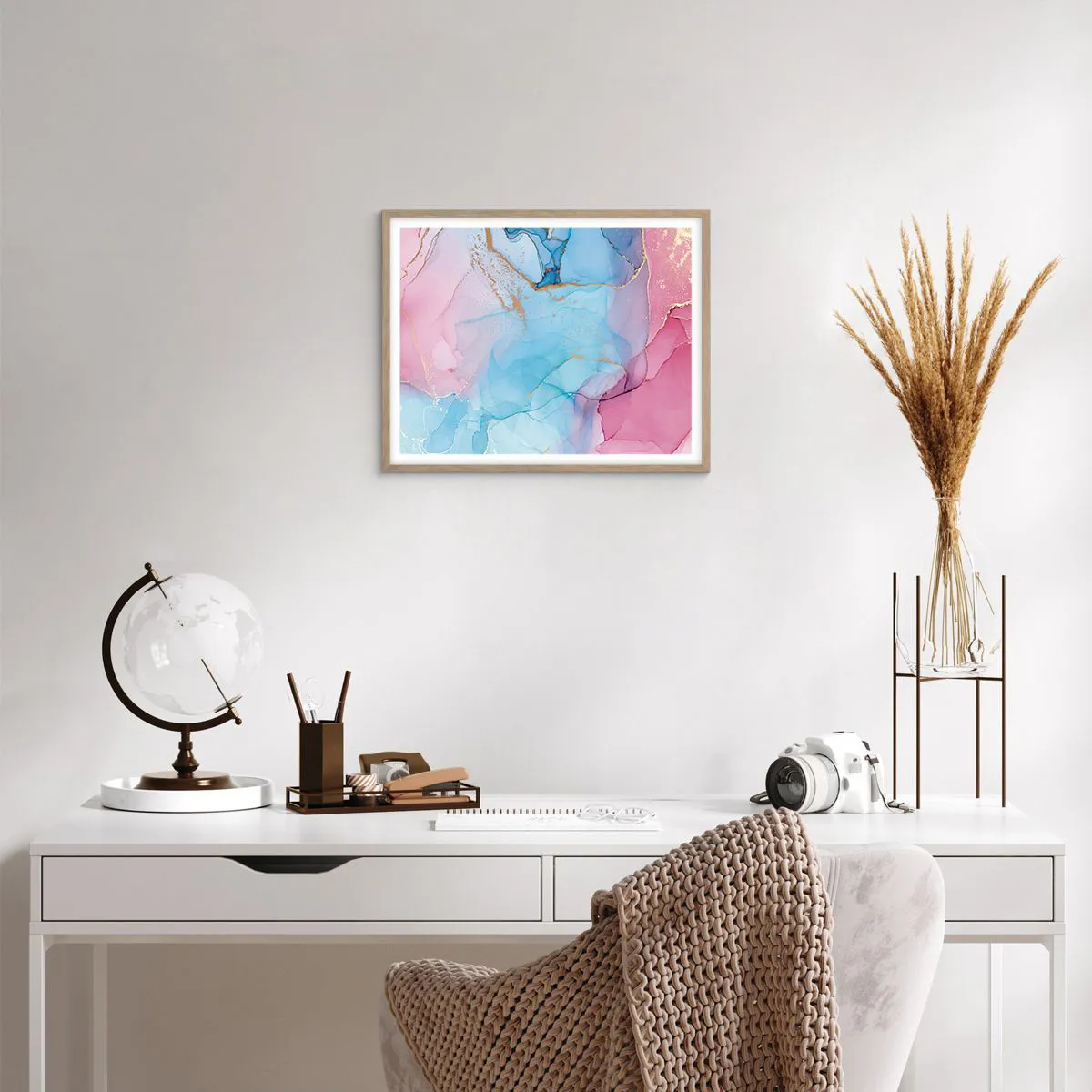 Pôster com moldura de carvalho claro - Encontro e difusão - 50x40 cm