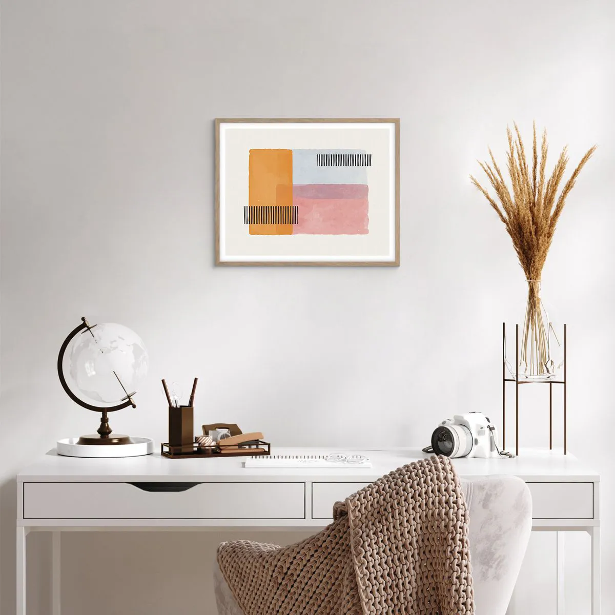 Poster in einem Rahmen aus heller Eiche - Von Ecke zu Ecke - 50x40 cm