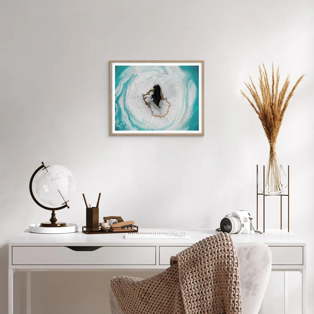 Pôster com moldura de carvalho claro - Penetrar no interior - 50x40 cm