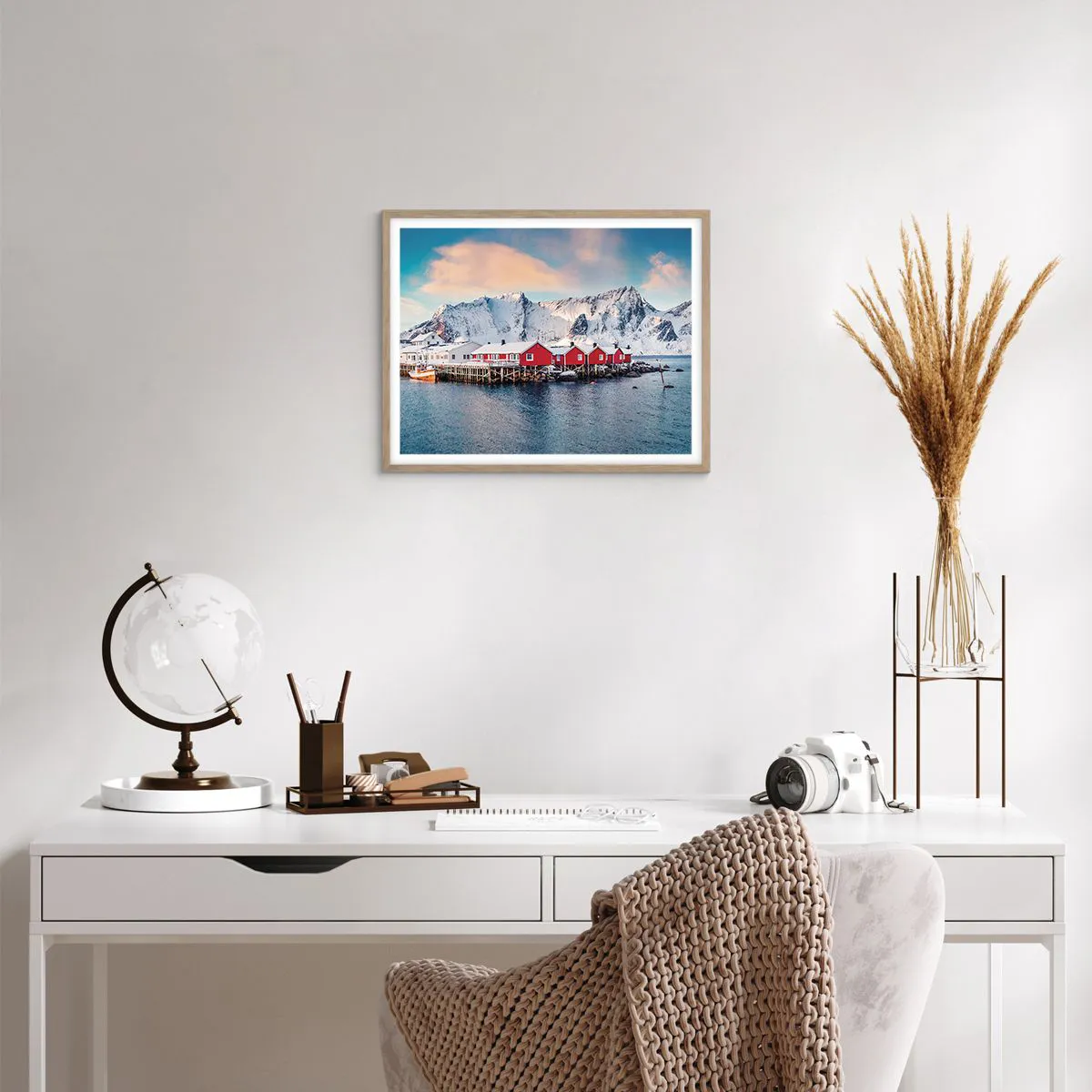 Plakat i ramme af lyst egetræ - Nordlig tilbagetrækning - 50x40 cm