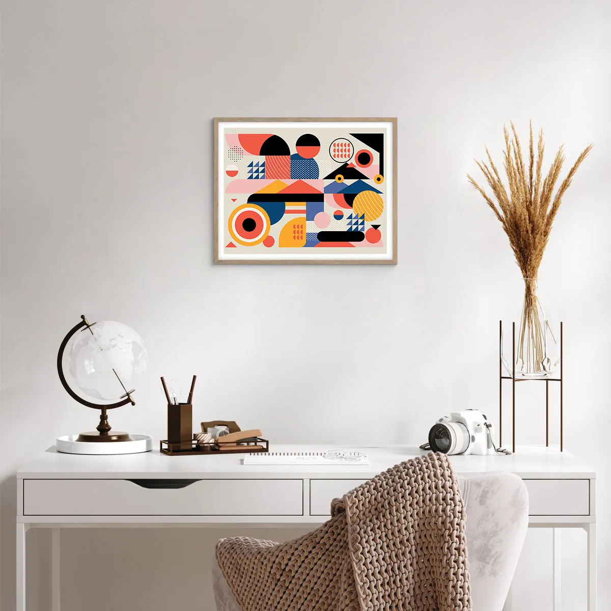 Plakát v rámu světlý dub - Kompozice: pojďme si hrát - 50x40 cm