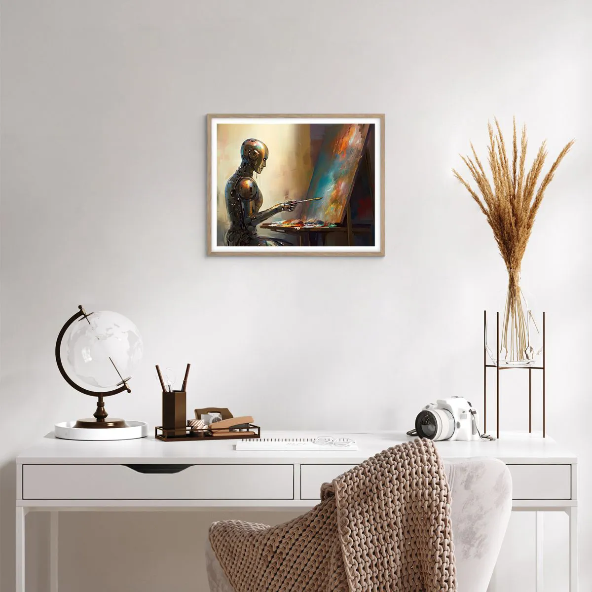 Póster en marco roble claro - Arte del futuro - 50x40 cm