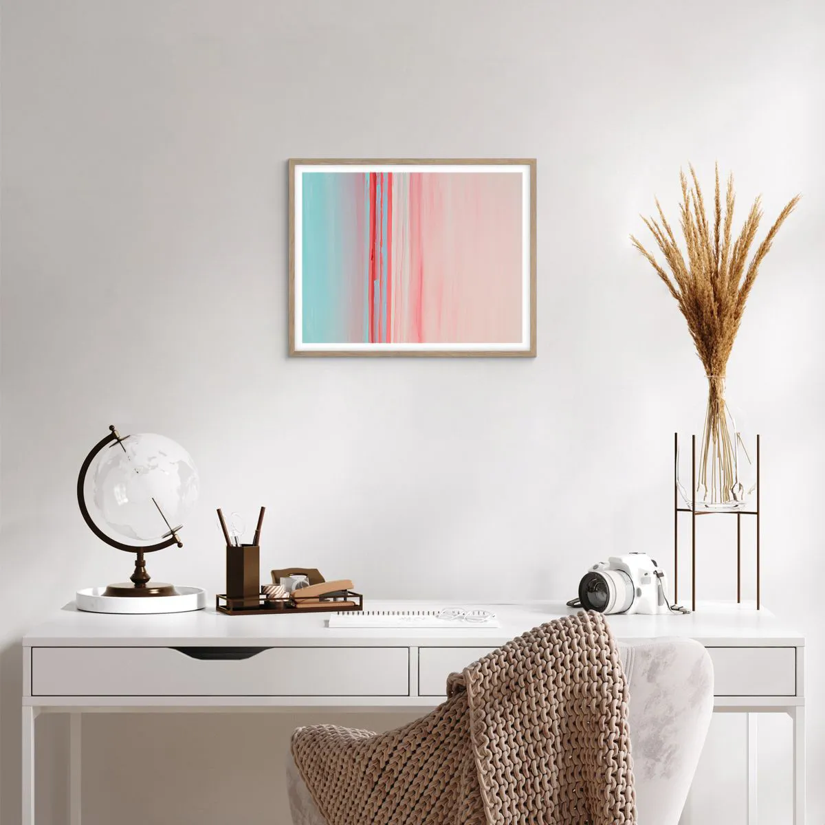 Affiche dans un chêne clair - Poster - Abstraction à l'aube - 50x40 cm