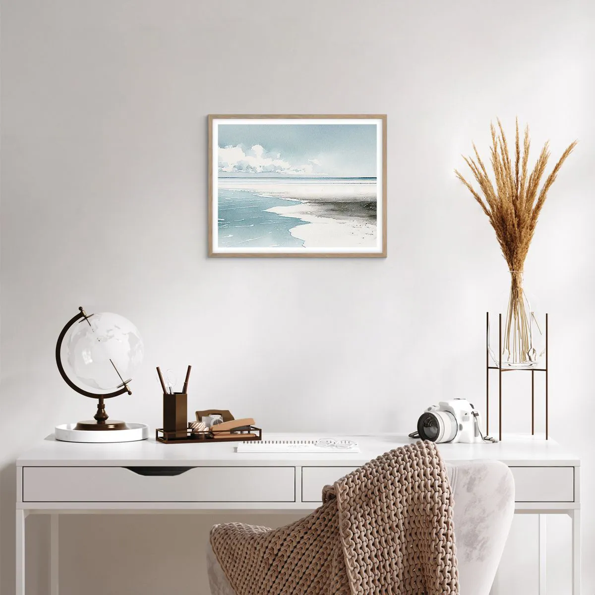 Plakat w ramie jasny dąb - Łagodny przypływ - 50x40 cm