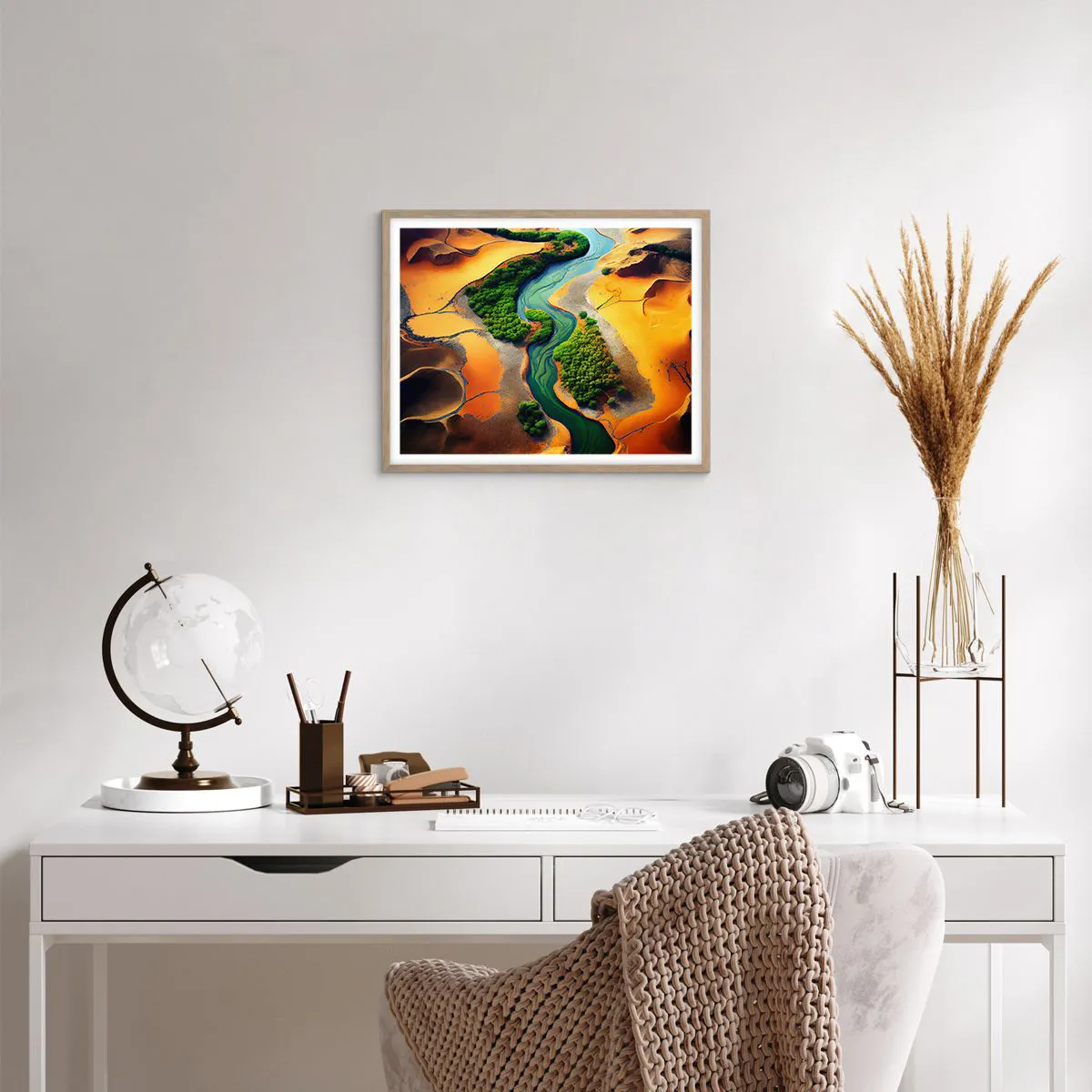 Poster în ramă de stejar deschis - Râul care dă viață - 50x40 cm