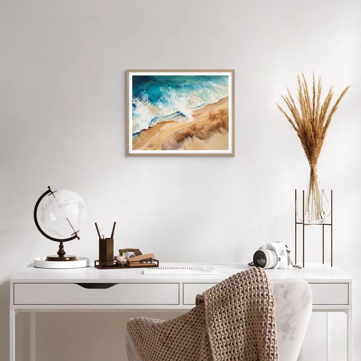 Poster in light oak frame - Returning Wave - 50x40 cm