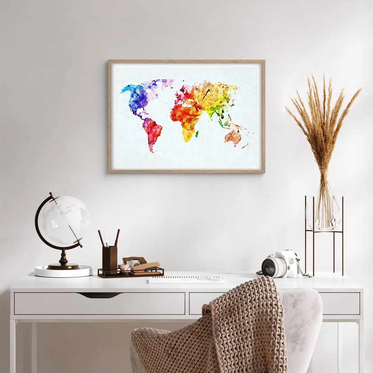 Poster în ramă de stejar deschis - Toate culorile lumii - 70x50 cm