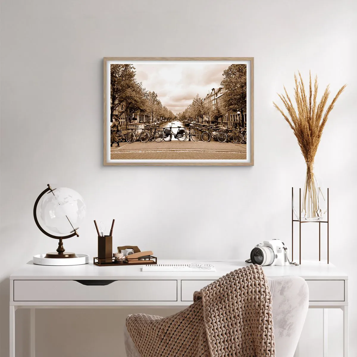 Plakat i ramme af lyst egetræ - Hollandsk atmosfære - 70x50 cm