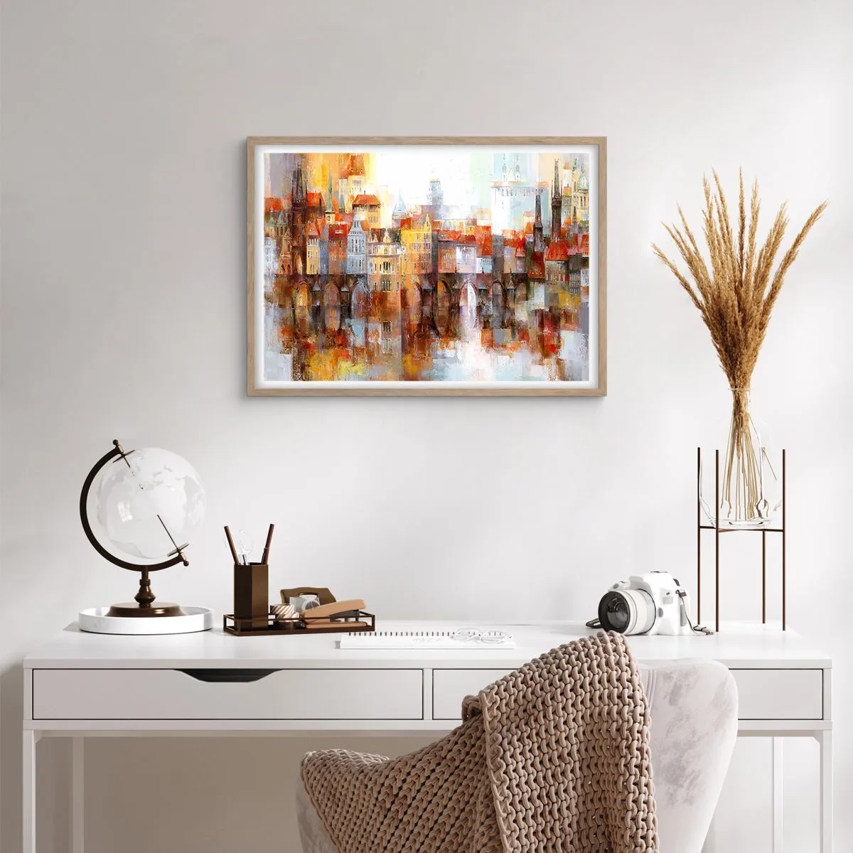 Plakat w ramie jasny dąb - Pod mostem też pięknie - 70x50 cm