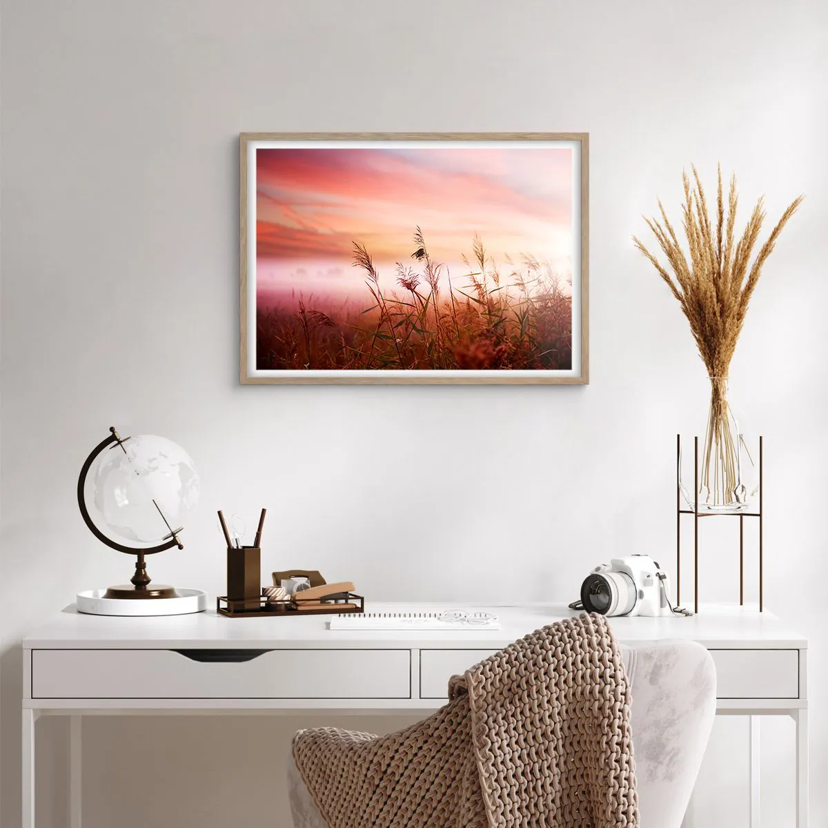 Poster in light oak frame - Blowing in the Wind - 70x50 cm