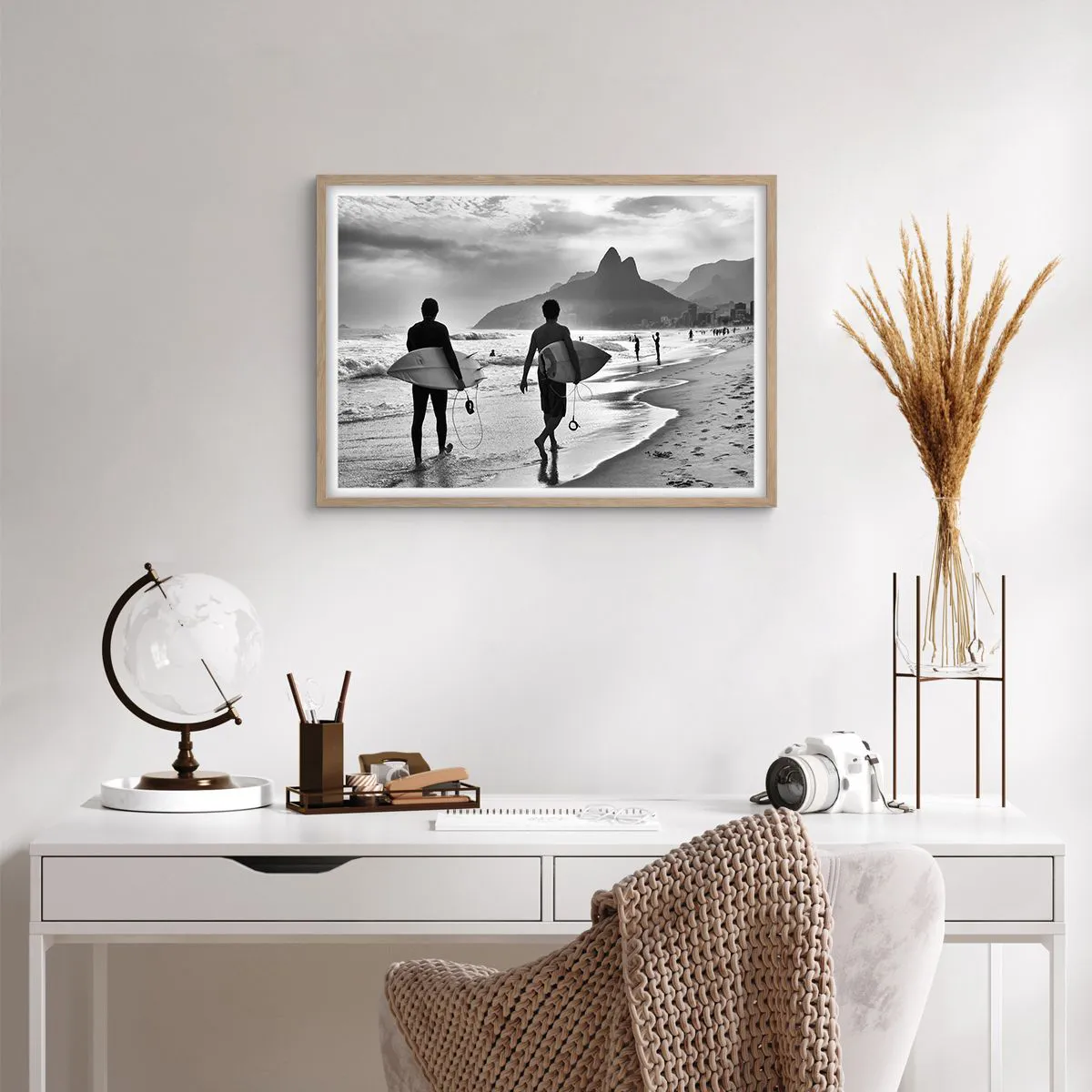 Póster en marco roble claro - Samba para una ola - 70x50 cm