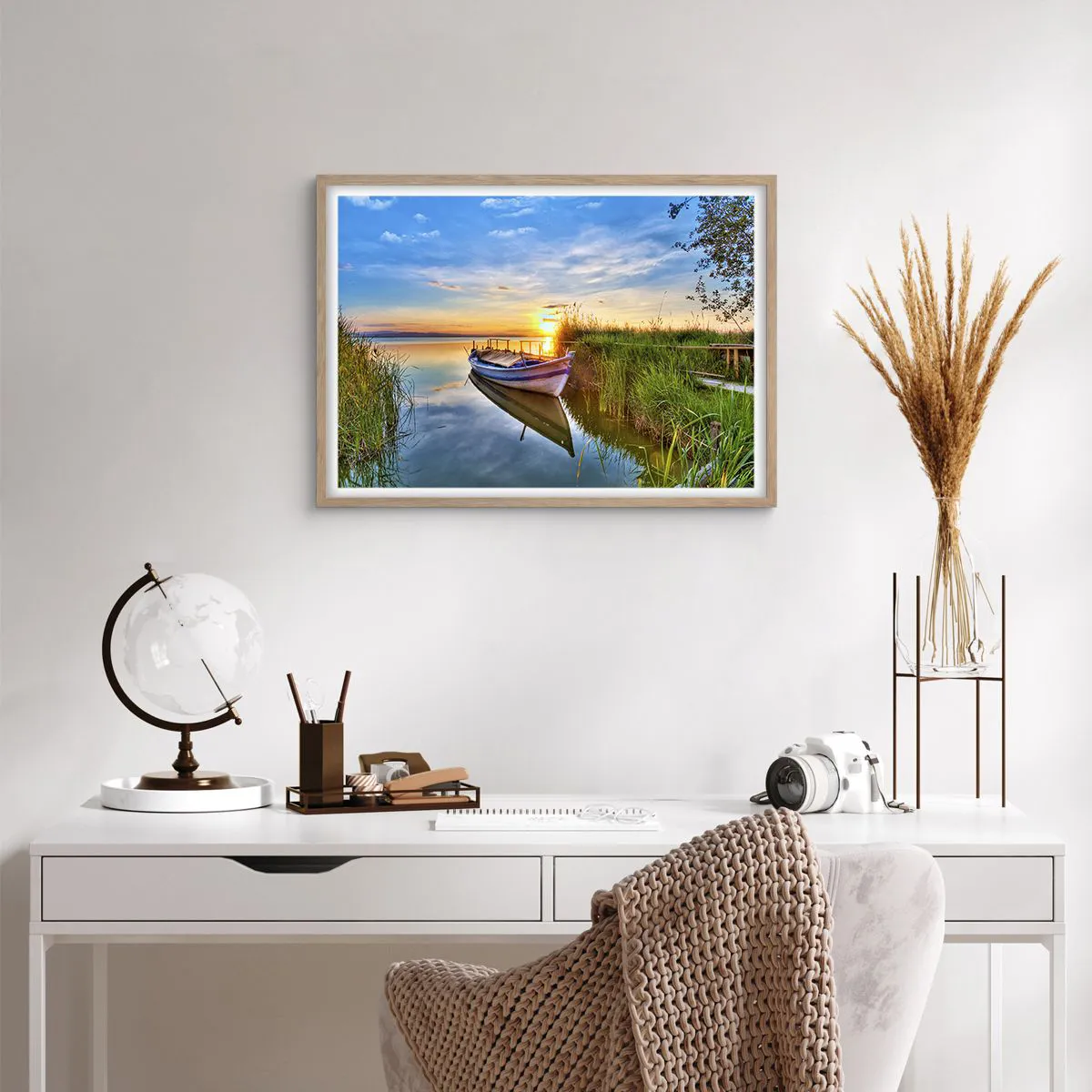 Plakat i ramme af lyst egetræ - Bugt med opfyldte drømme - 70x50 cm