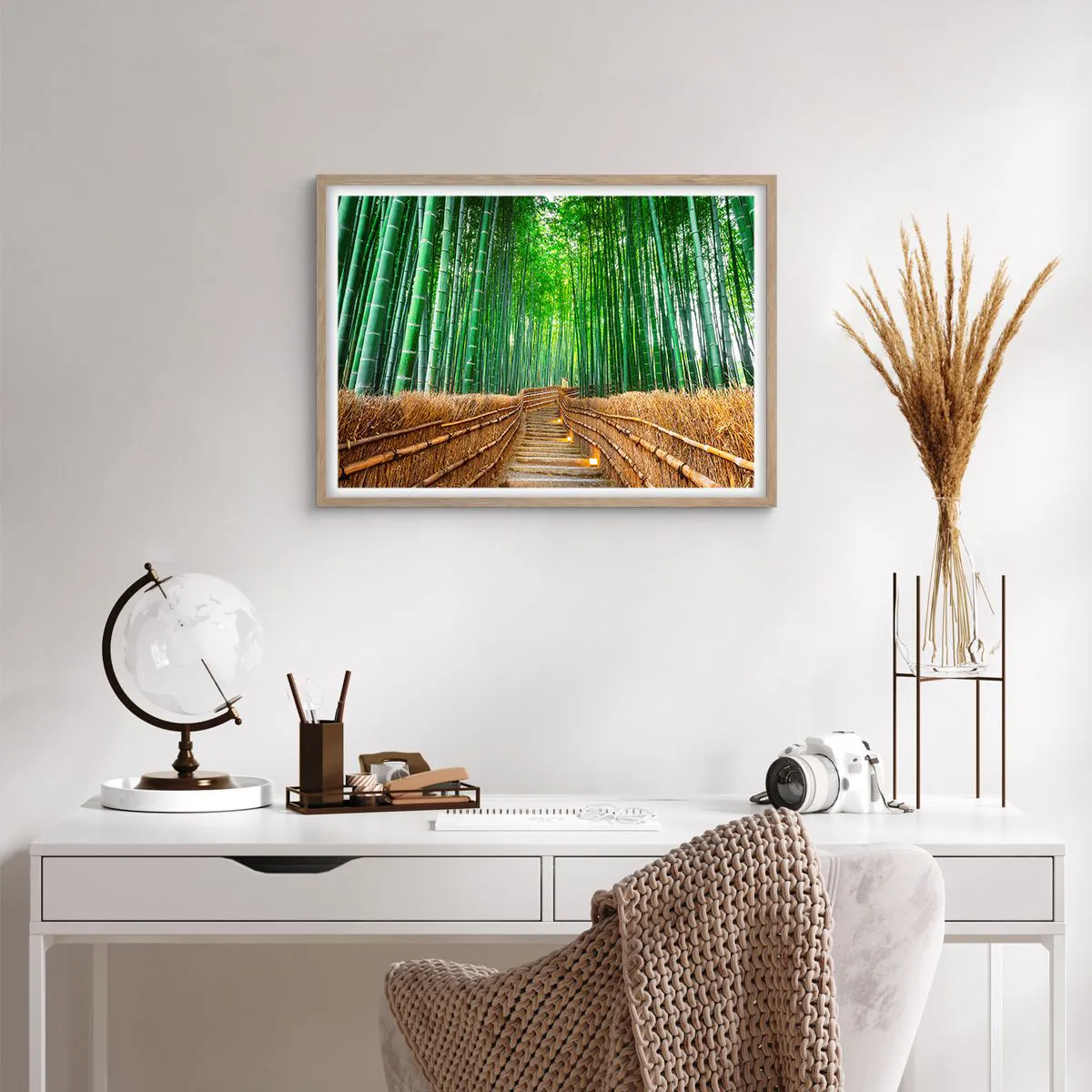 Plagát v ráme zo svetlého duba - Esencia ázijskej prírody - 70x50 cm