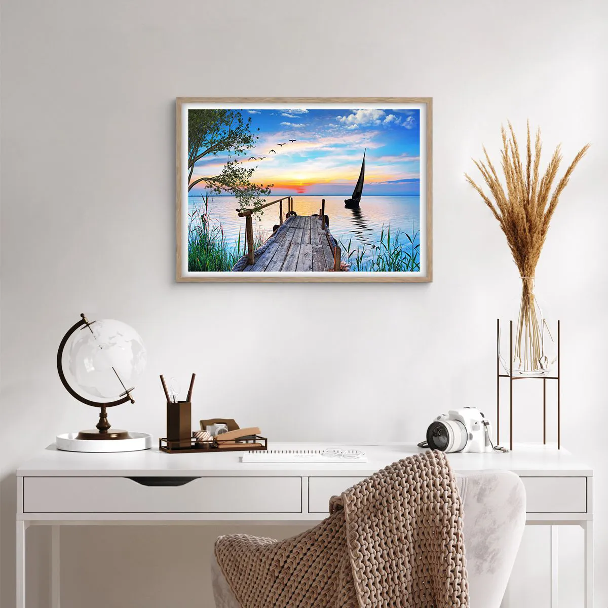 Poster in light oak frame - Good Evening - 70x50 cm