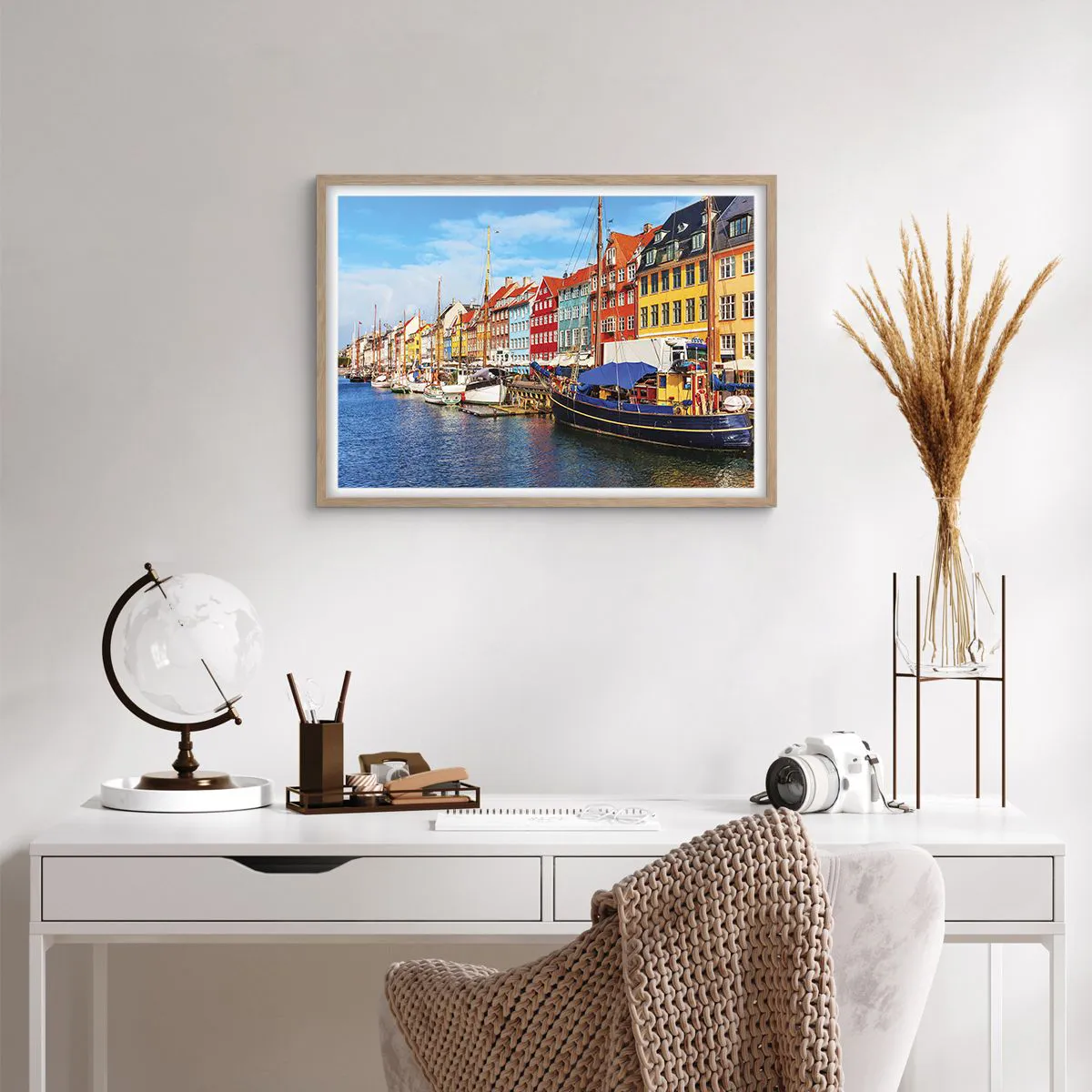 Poster in light oak frame - Joyful Coast - 70x50 cm