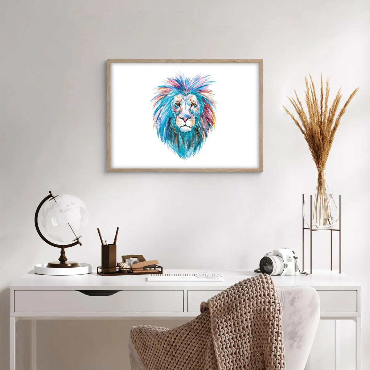 Poster in light oak frame - Electrifying Aura - 70x50 cm
