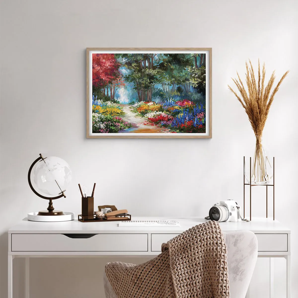 Plakat w ramie jasny dąb - Leśny ogród, kwietny las - 70x50 cm