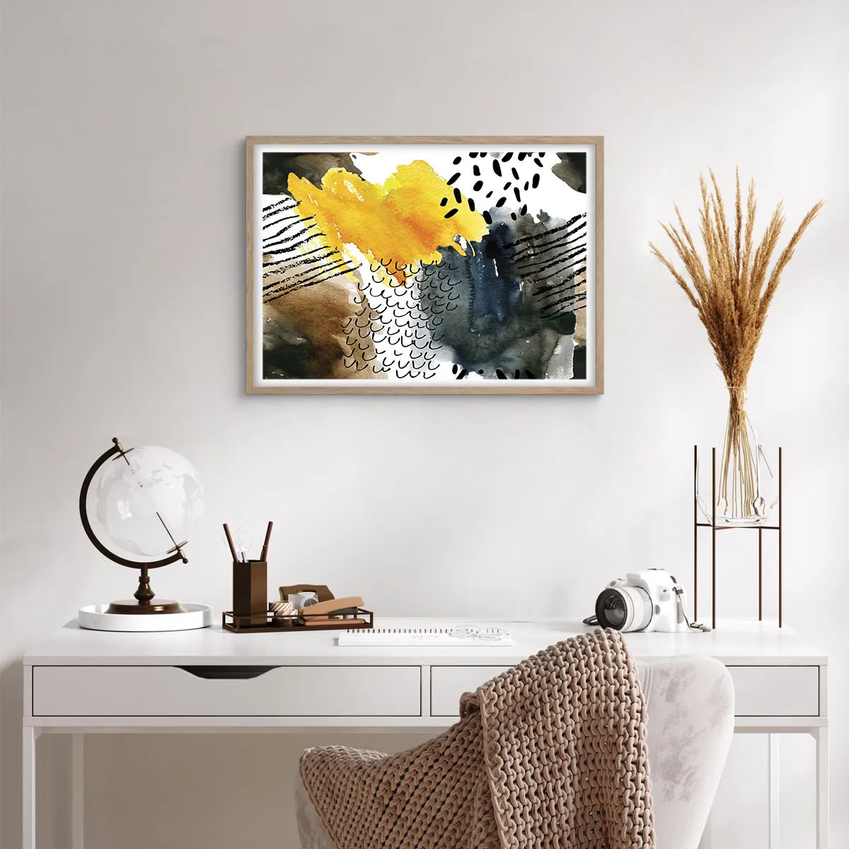 Póster en marco roble claro - Reunión de los elementos - 70x50 cm