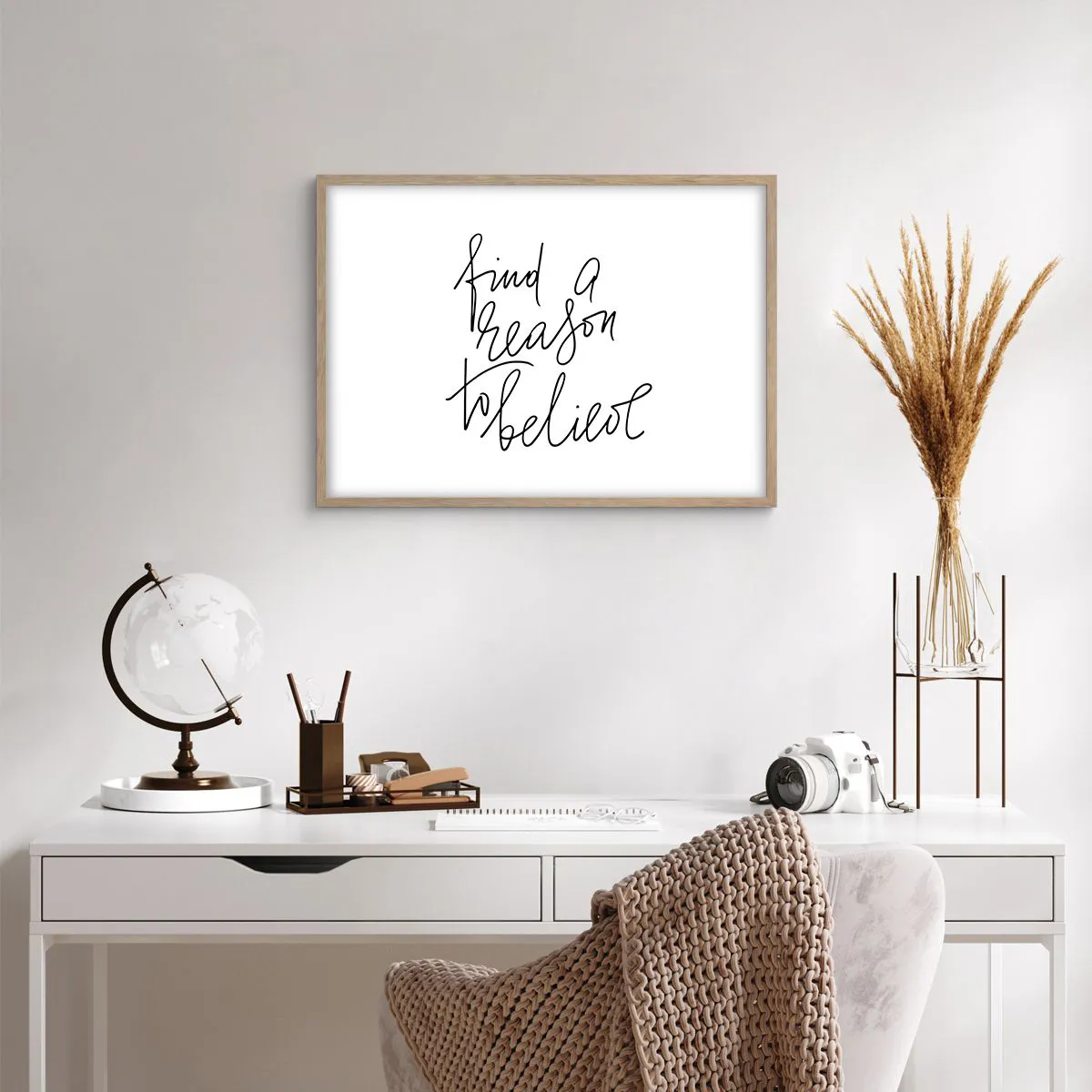 Plakat i ramme af lyst egetræ - Det er muligt - 70x50 cm