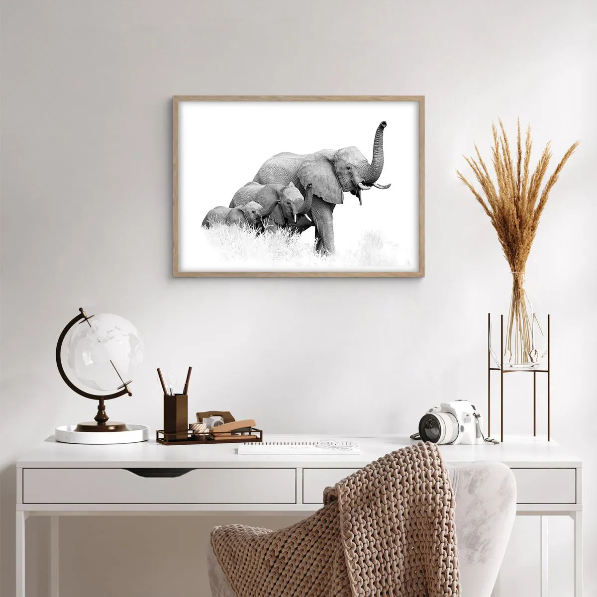 Póster en marco roble claro - Uno, dos, tres - 70x50 cm