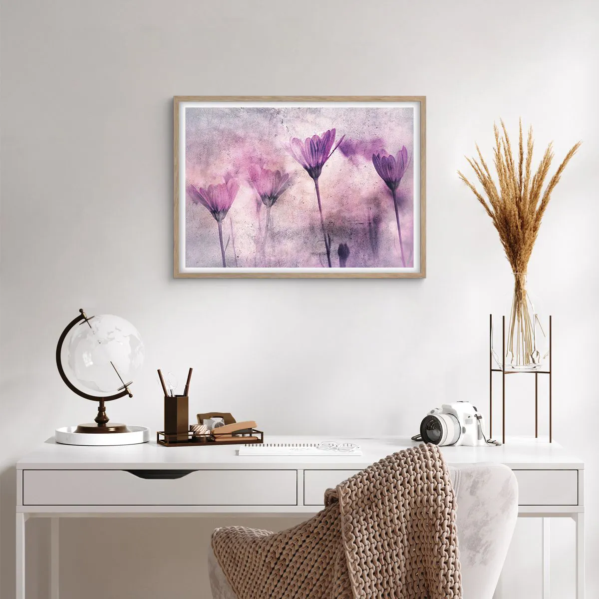 Affiche dans un chêne clair - Poster - Rêve de fleurs - 70x50 cm