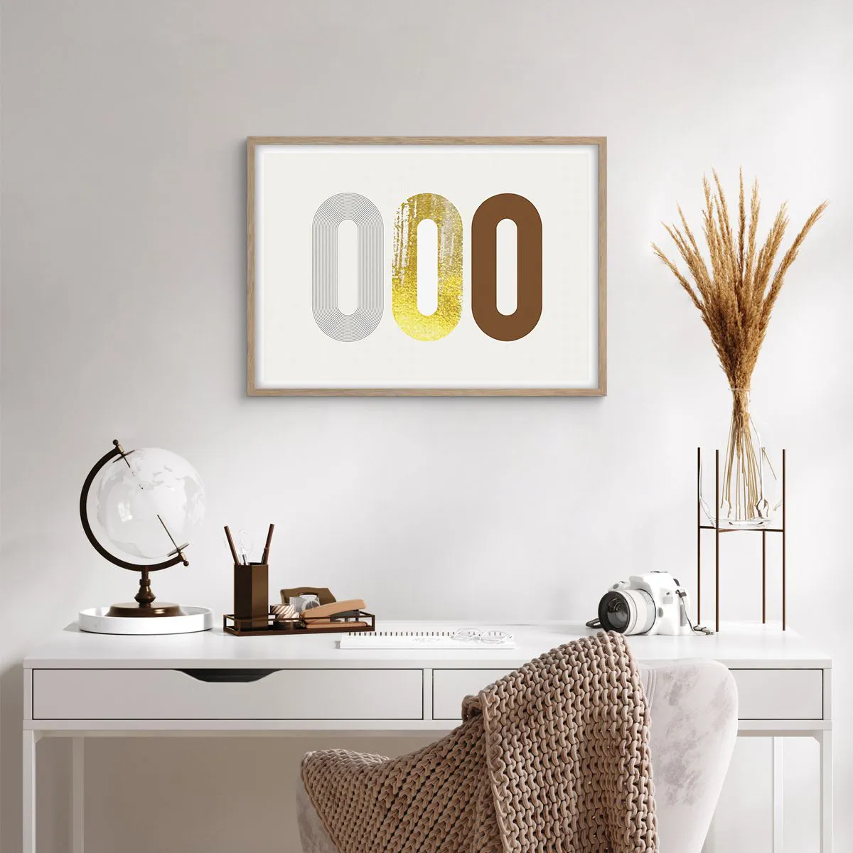 Plakát v rámu světlý dub - Ooo! - 70x50 cm