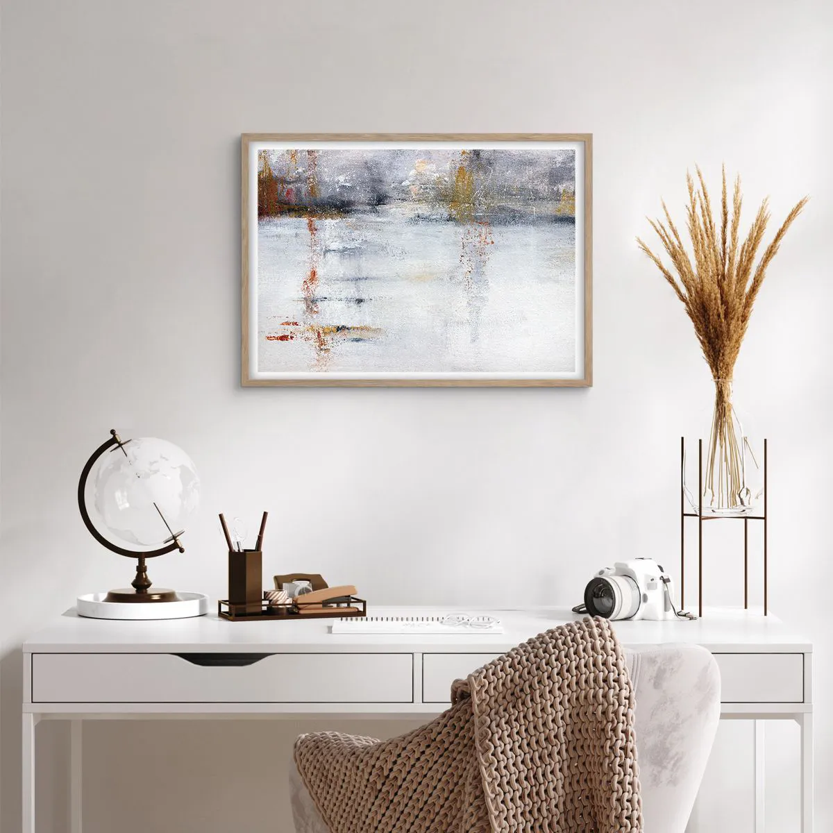 Poster in einem Rahmen aus heller Eiche - Hinter dem Luftvorhang - 70x50 cm