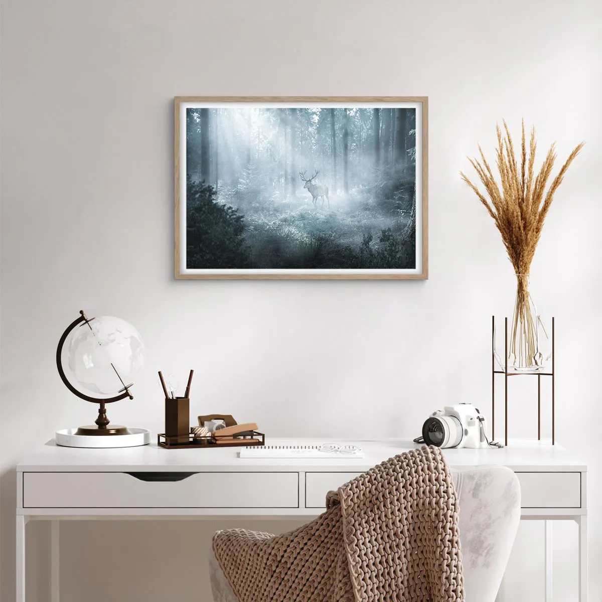 Plakát v rámu světlý dub - Ranní obchůzka sídliště - 70x50 cm