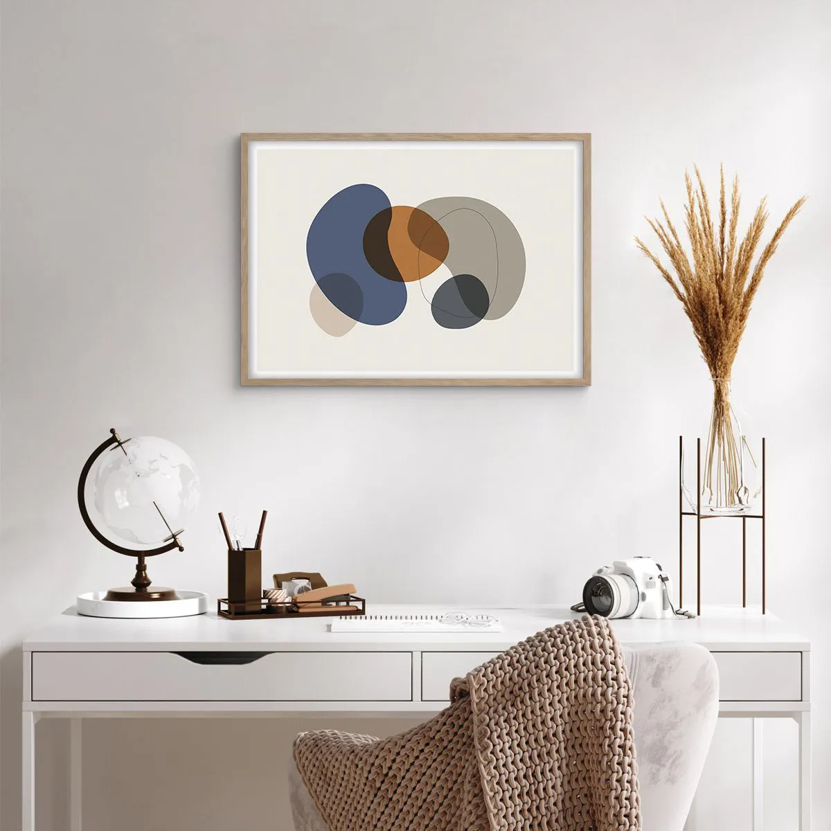 Plagát v ráme zo svetlého duba - Kvapky farieb - 70x50 cm