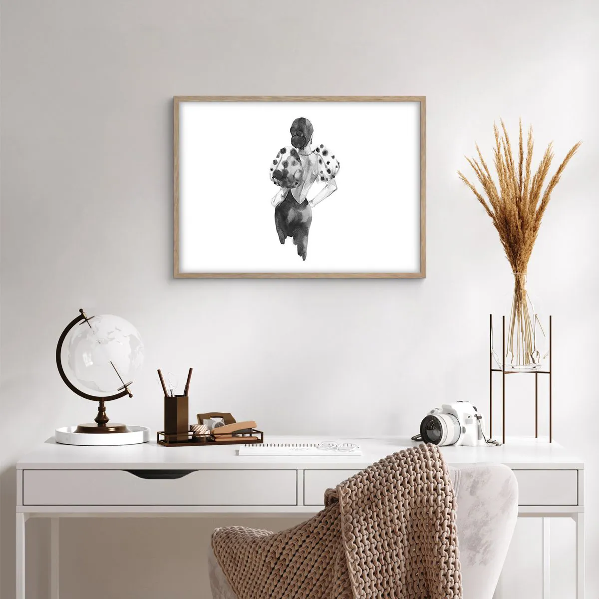 Poster in light oak frame - She Passed by - 70x50 cm