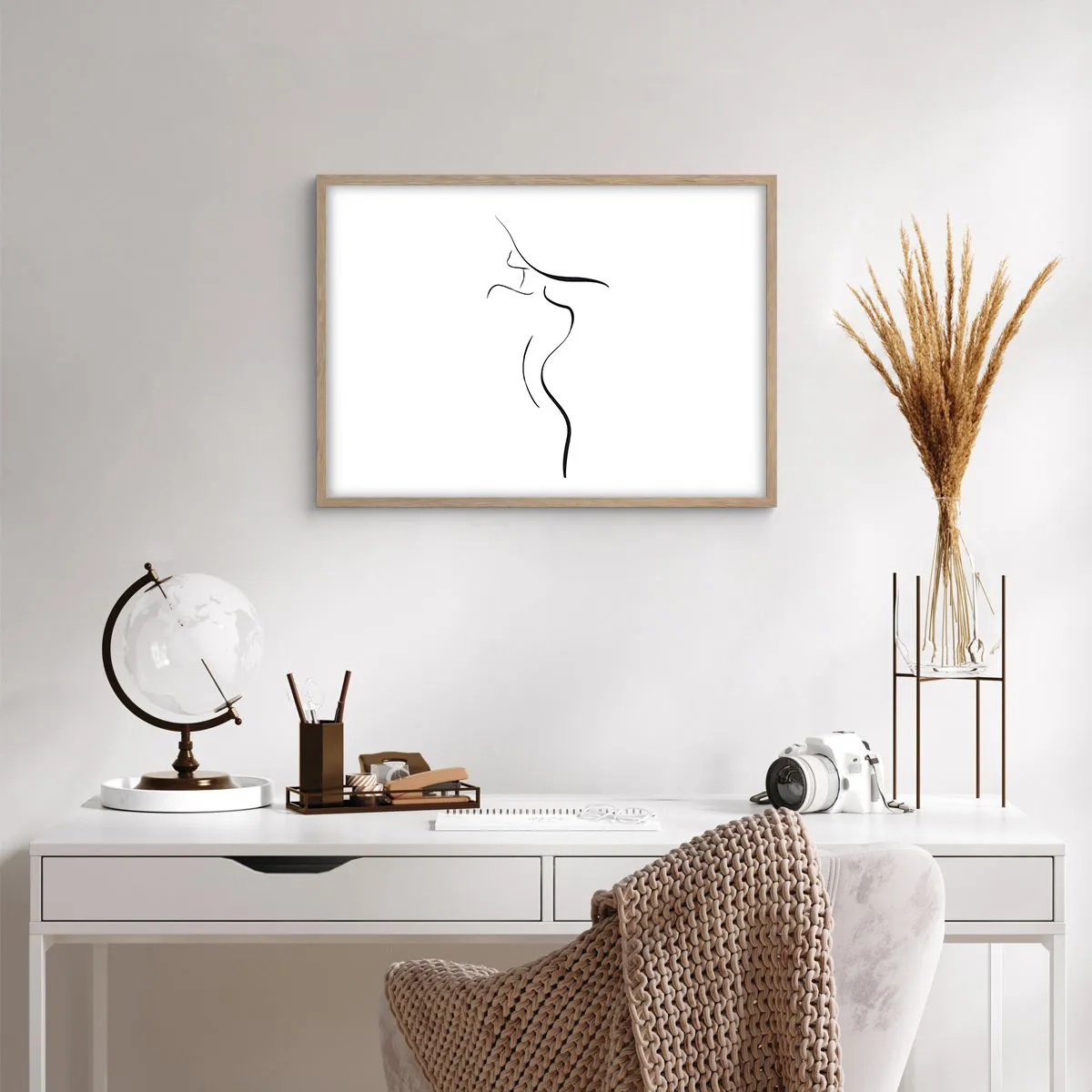 Poster in light oak frame - Elusive Like a Wave - 70x50 cm