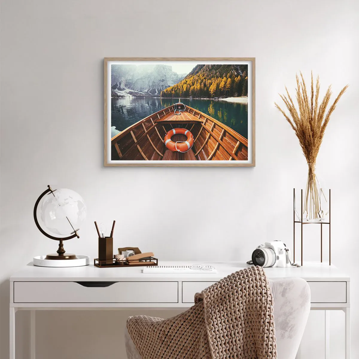 Poster în ramă de stejar deschis - Excursie pe munte - 70x50 cm