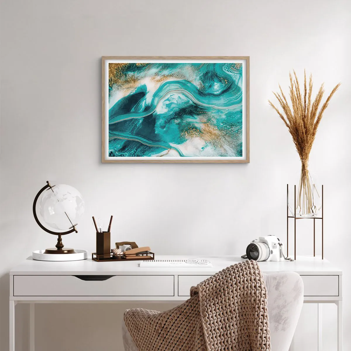 Pôster com moldura de carvalho claro - Rio do Ouro - 70x50 cm