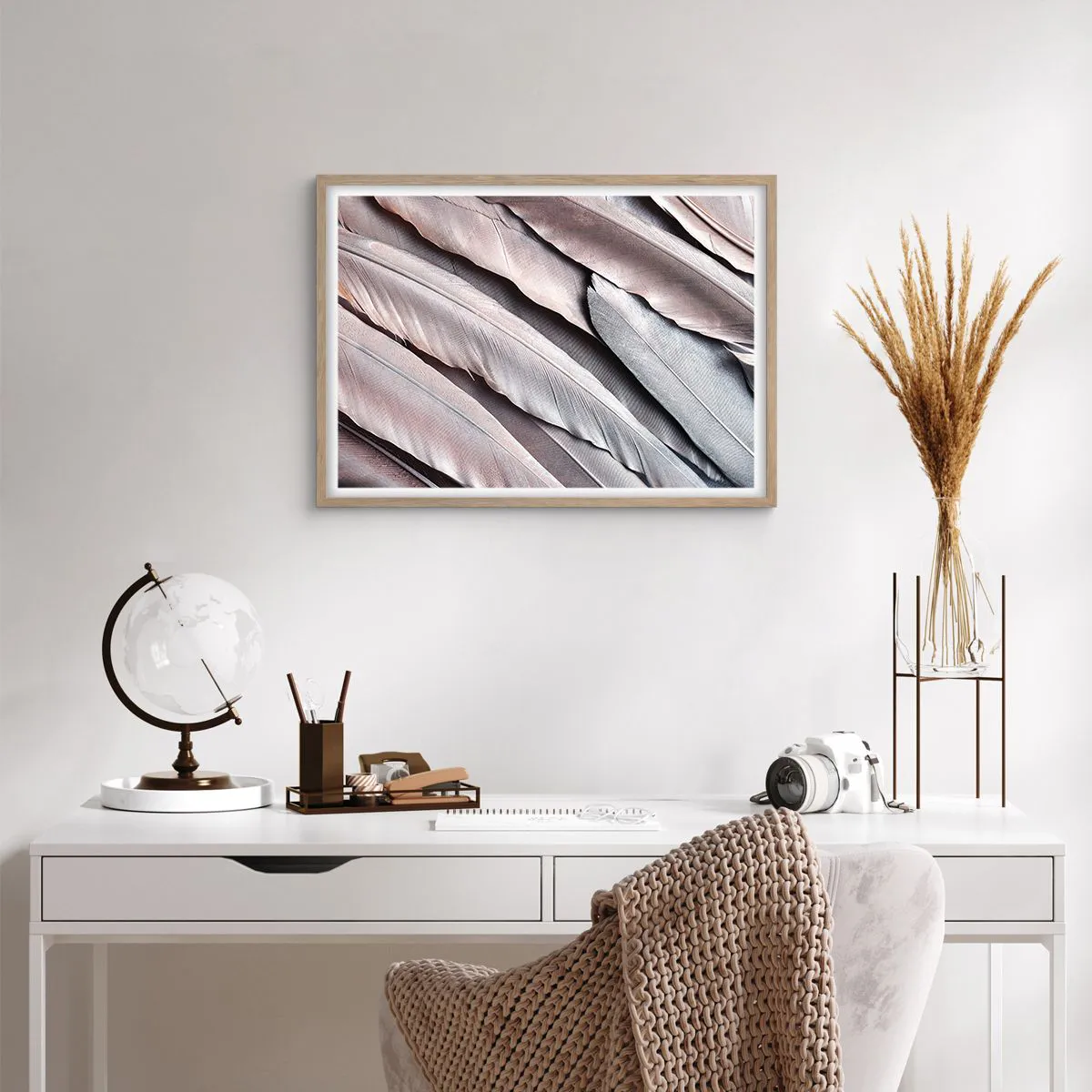 Poszter világos tölgy keretben - Rózsaszín ezüstben - 70x50 cm