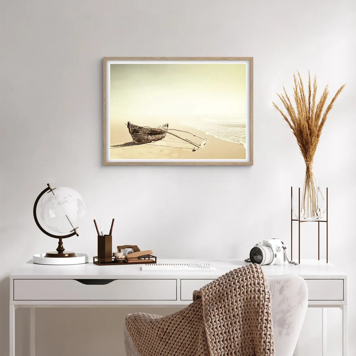 Pôster com moldura de carvalho claro - Memória dos mares do sul - 70x50 cm