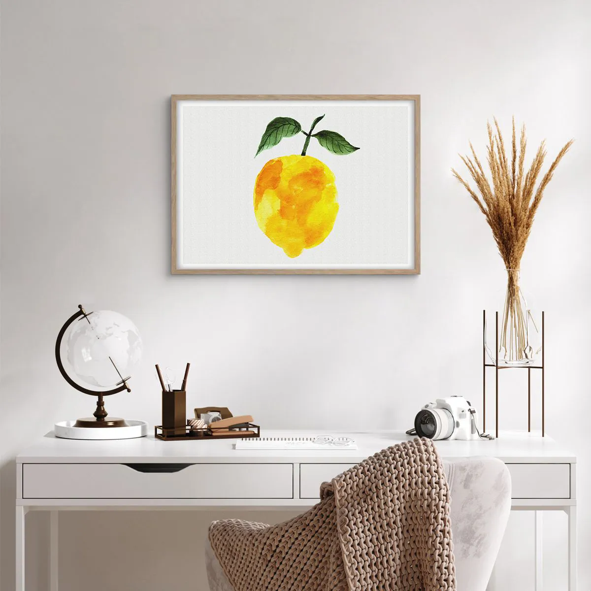 Pôster com moldura de carvalho claro - Como saborear o sol - 70x50 cm