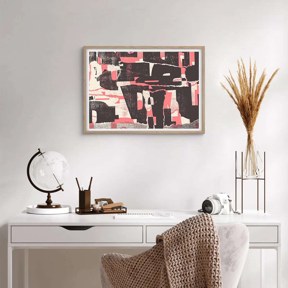 Poszter világos tölgy keretben - Minden nyüzsgés és nyüzsgés - 70x50 cm