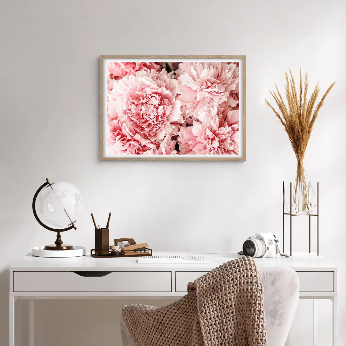 Pôster com moldura de carvalho claro - Sonho rosa - 70x50 cm