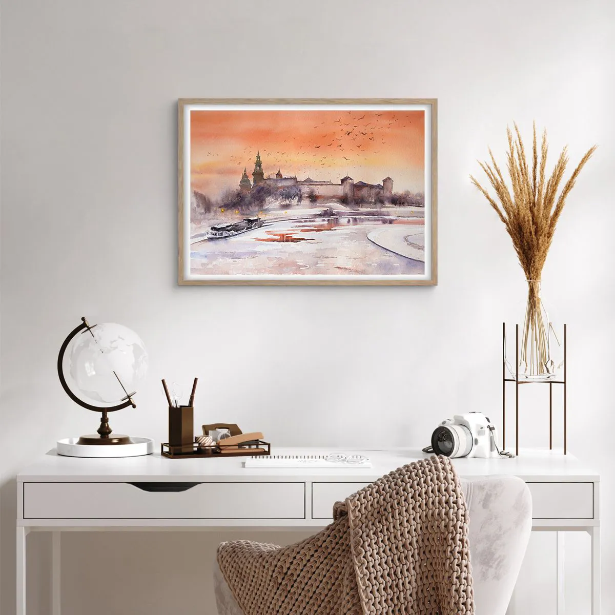 Poszter világos tölgy keretben - Királyi naplemente - 70x50 cm