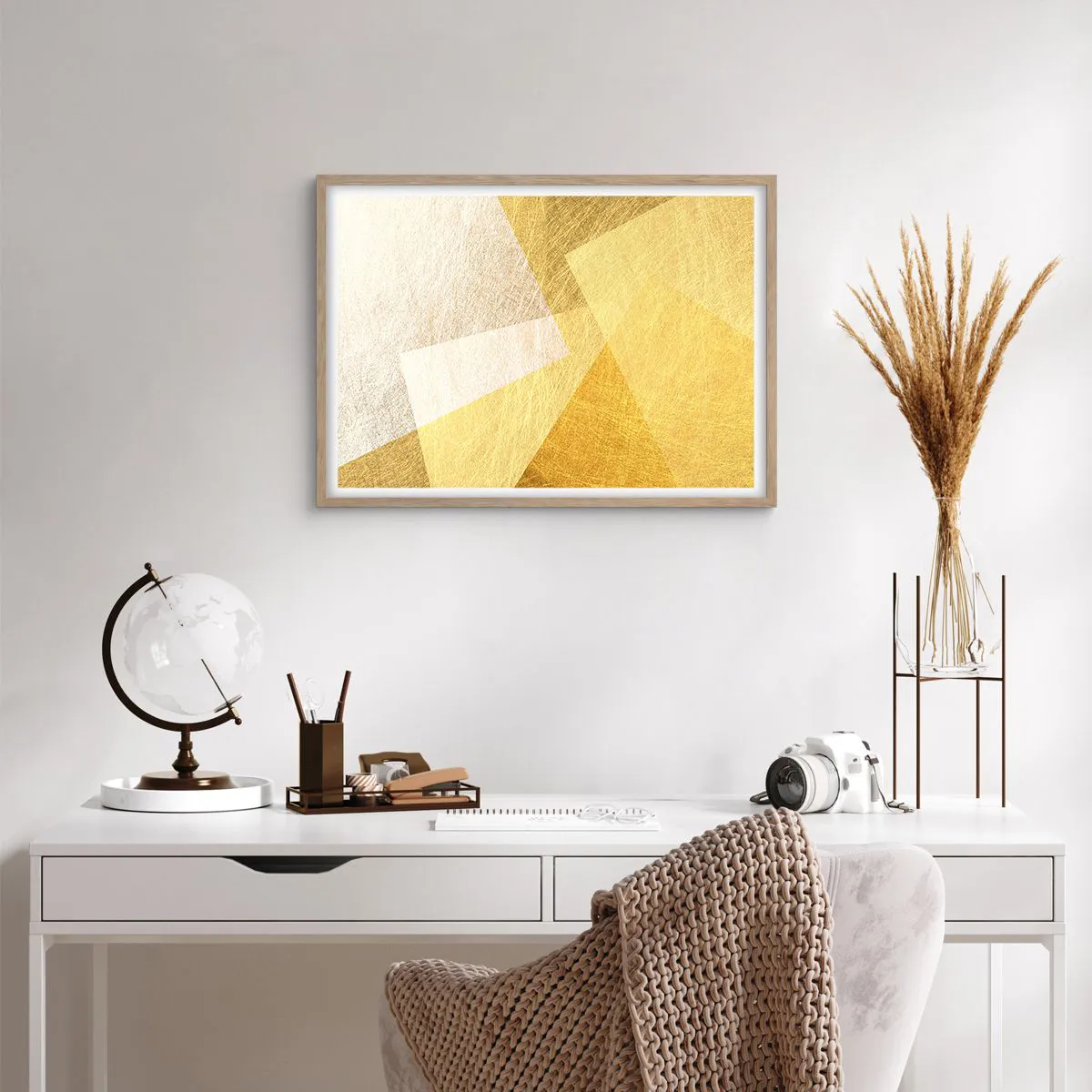 Pôster com moldura de carvalho claro - Clima geométrico - 70x50 cm