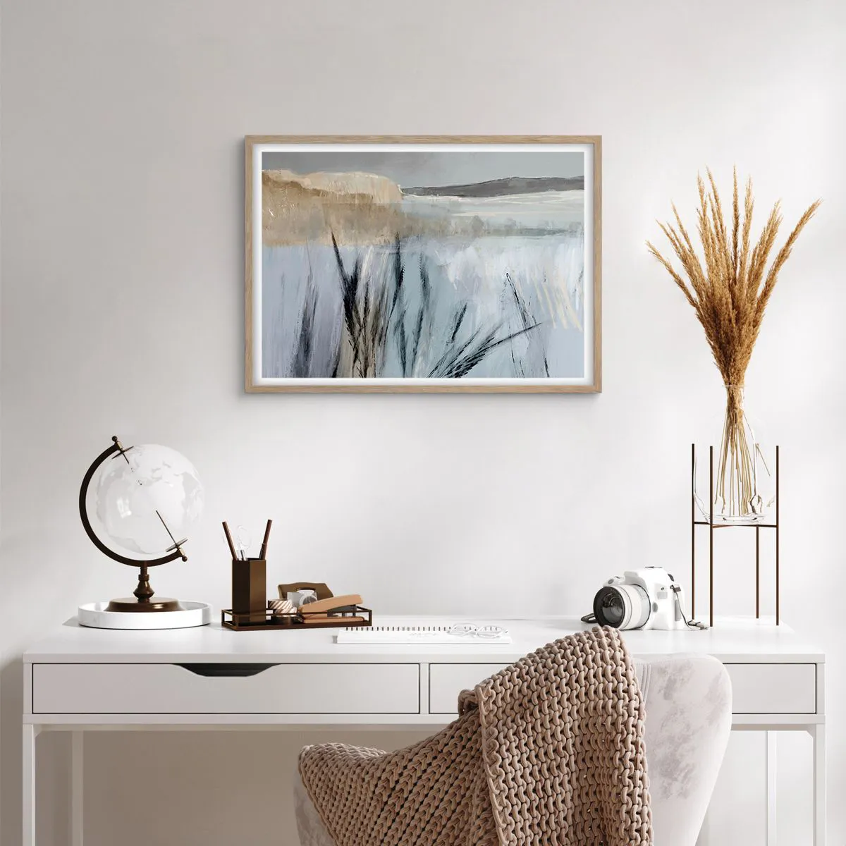 Poster in einem Rahmen aus heller Eiche - Winterfelder - 70x50 cm