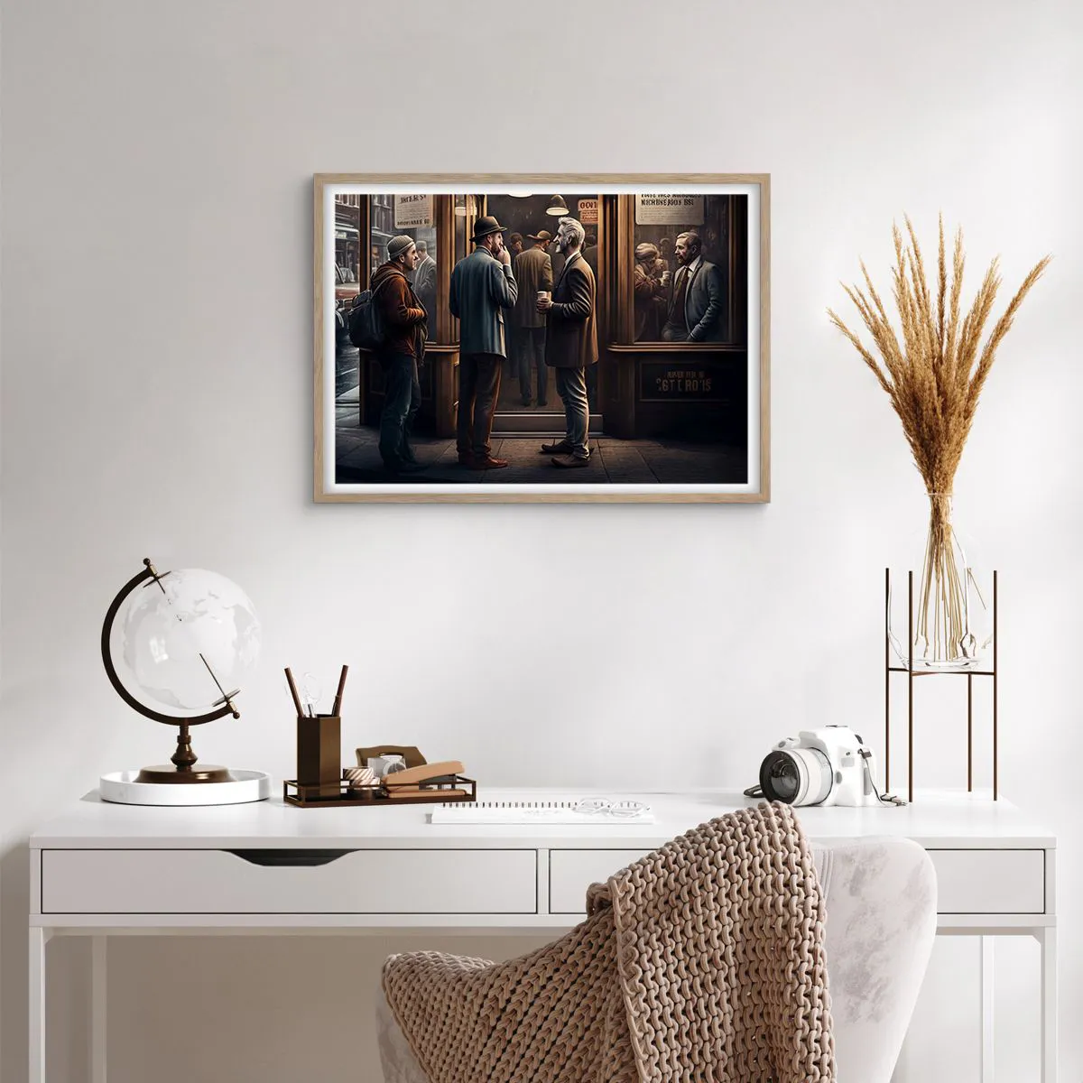 Plakát v rámu světlý dub - Dobrá chvíle dne - 70x50 cm