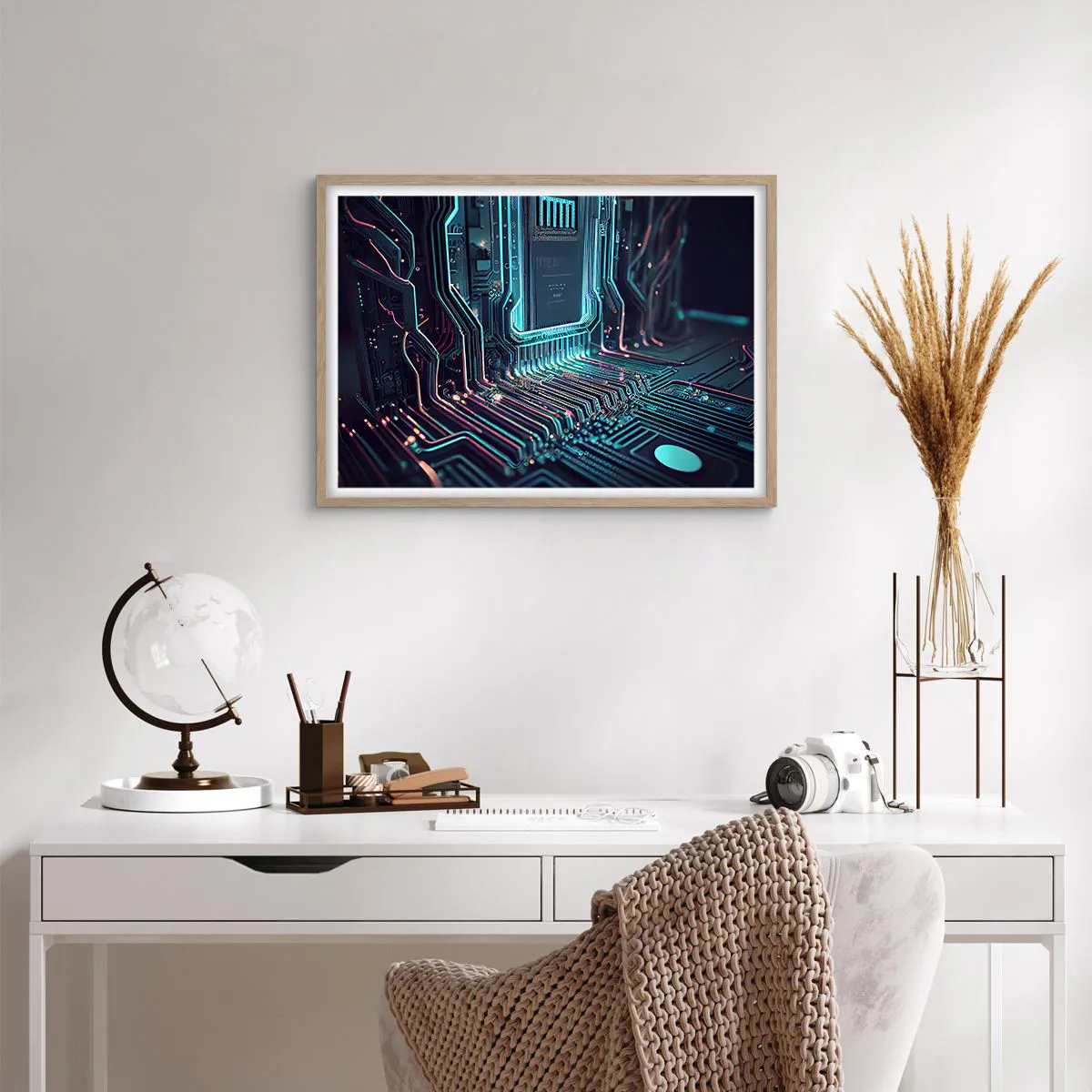 Plakat i ramme af lyst egetræ - Jeg tror... - 70x50 cm