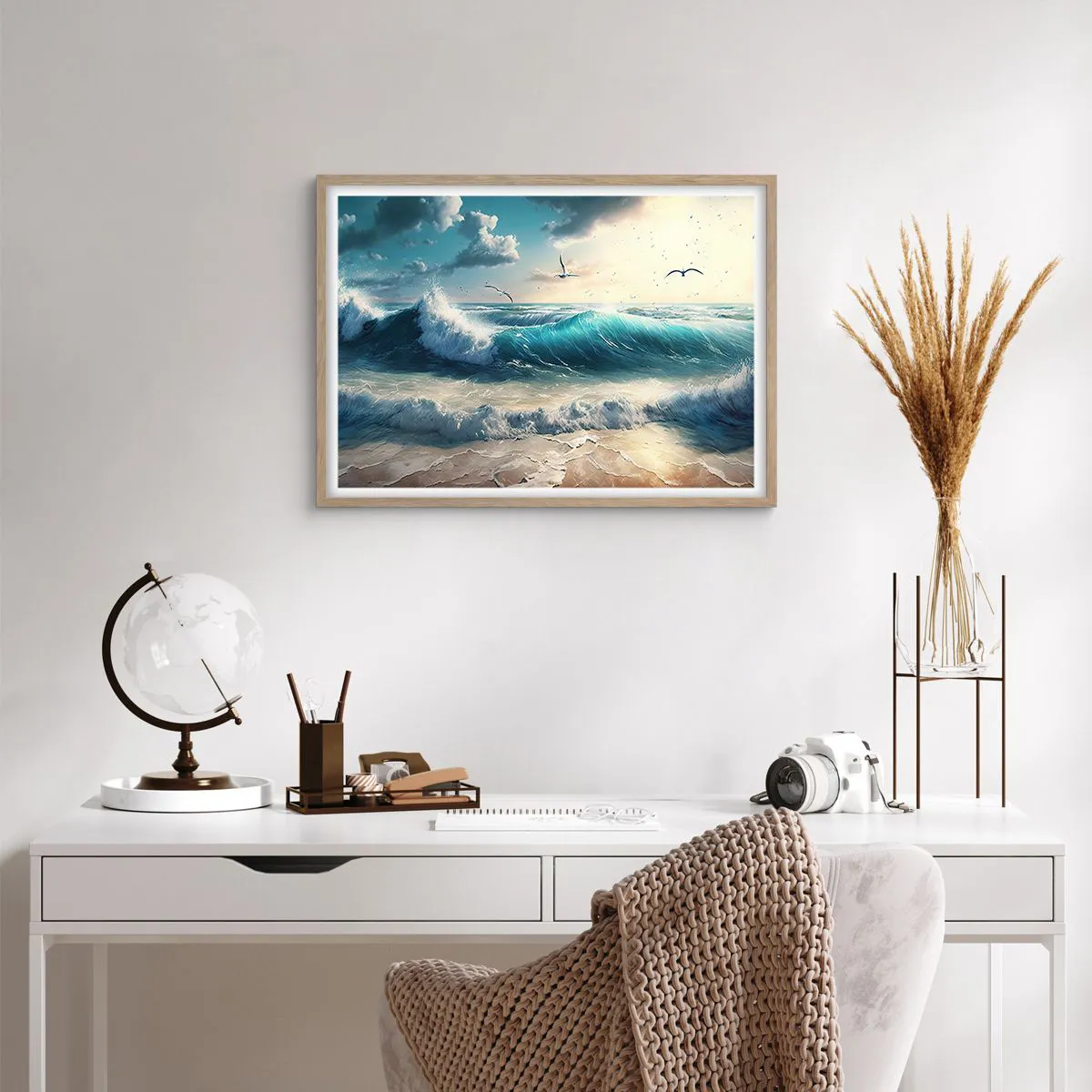 Plakat i ramme af lyst egetræ - Støj kun for dig - 70x50 cm