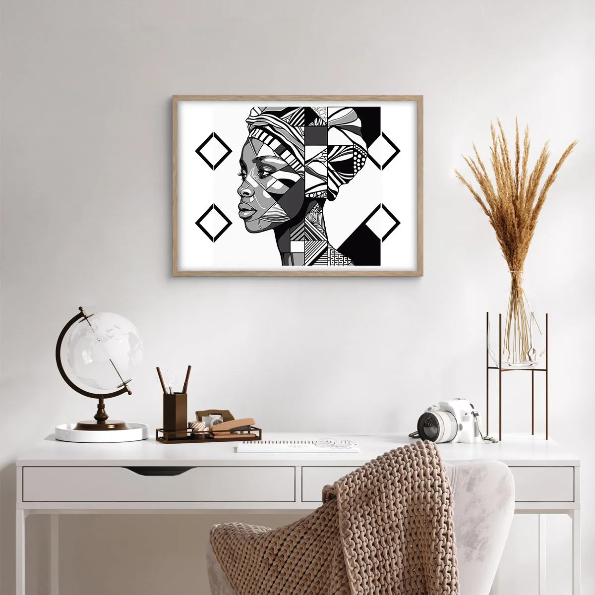 Póster en marco roble claro - Retrato étnico - 70x50 cm