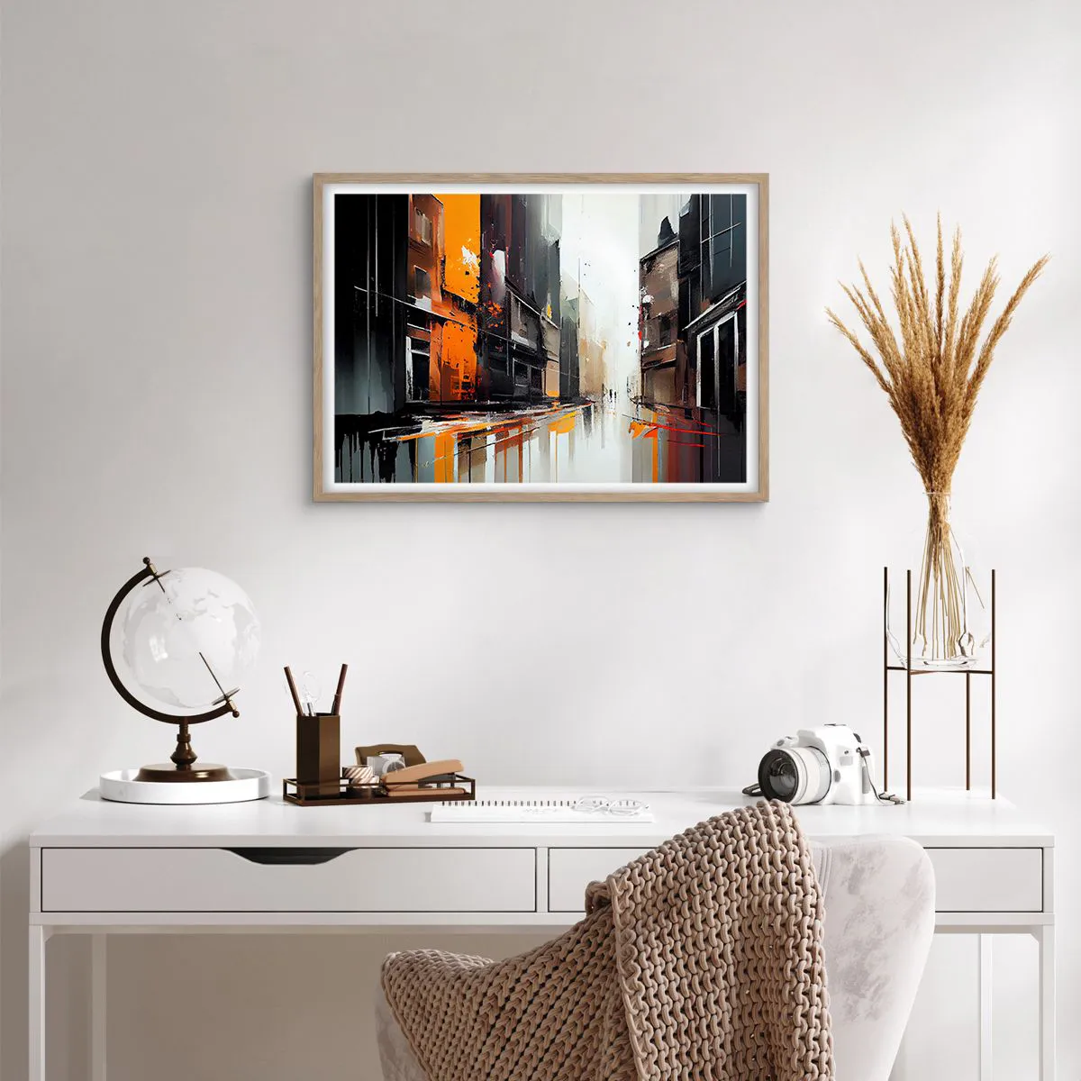 Poster in light oak frame - Rainy Day - 70x50 cm