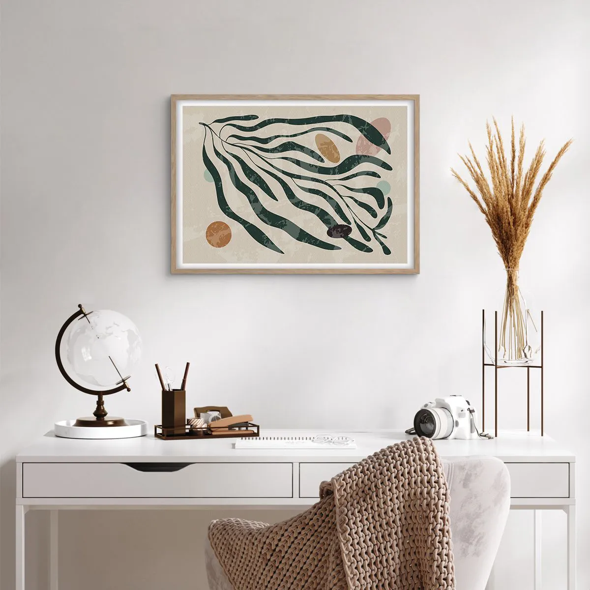 Plagát v ráme zo svetlého duba - Uprostred zelene - 70x50 cm